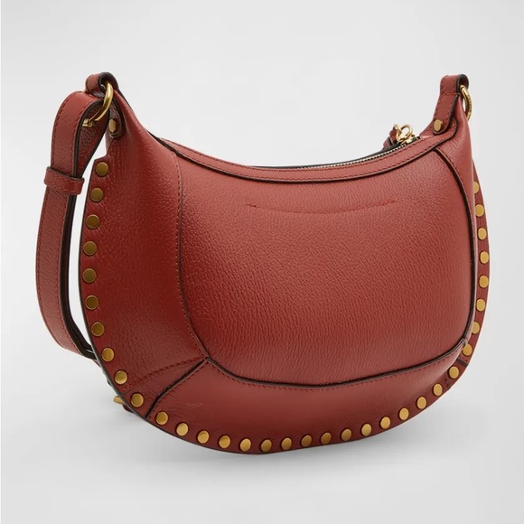 Isabel Marant Oskan Moon Leather Studded Shoulder Bag in Terracotta - Picture 5 of 6